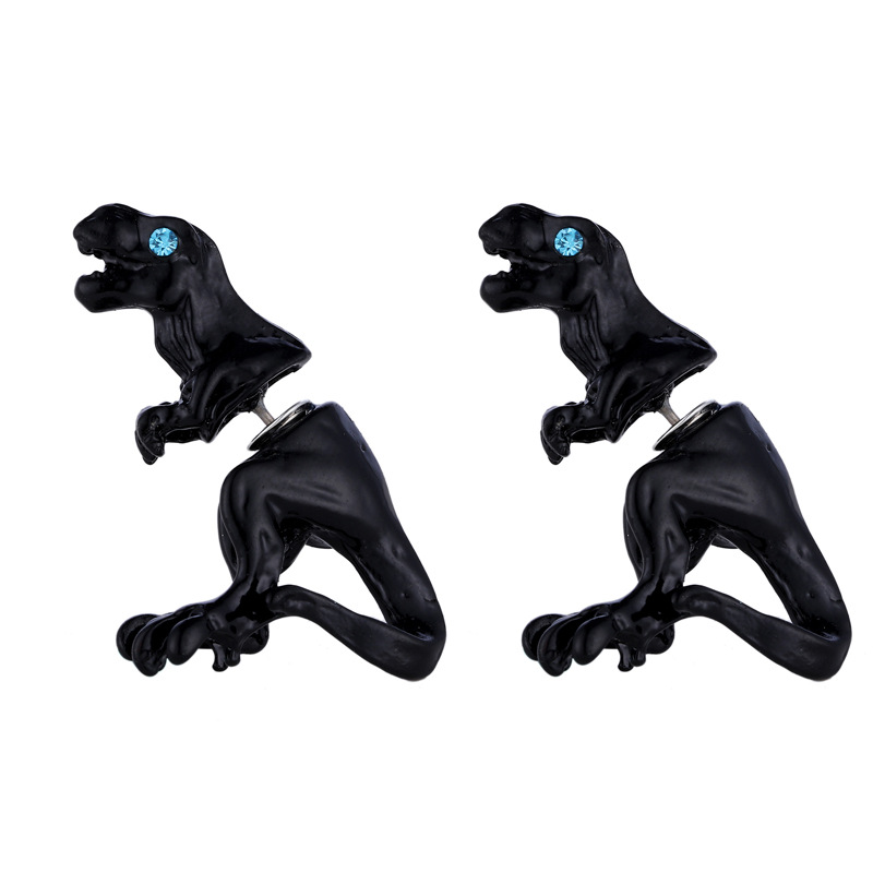 Harajuku 3D Dinosaur Alloy Piercing Ear Studs Combination Earrings Wholesale - Image 4
