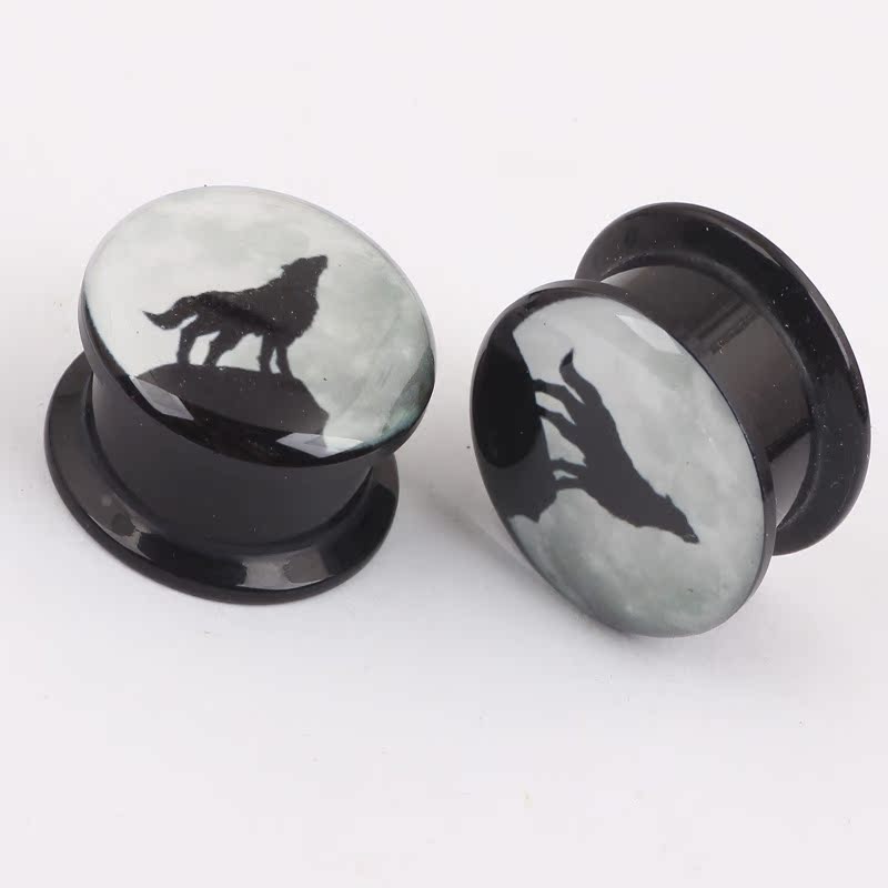 Night Sky Wolf Ear Expander 16mm Stainless Steel Ear Plug for Pierced Ears - Image 5