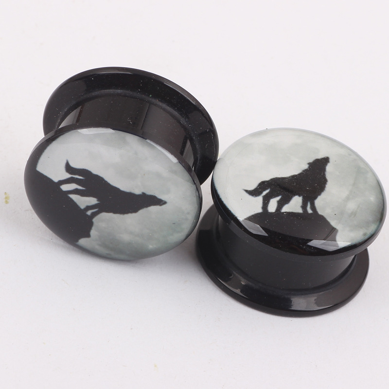 Night Sky Wolf Ear Expander 16mm Stainless Steel Ear Plug for Pierced Ears - Image 2