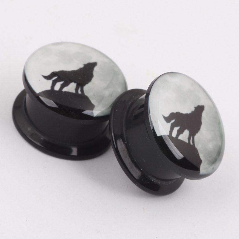 Night Sky Wolf Ear Expander 16mm Stainless Steel Ear Plug for Pierced Ears - Image 3