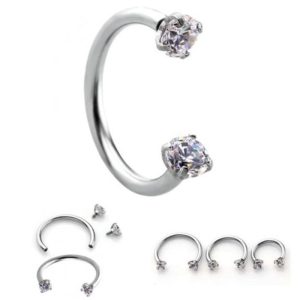 European American Hot Sale Zircon Inner Teeth Nose Ring Nose Nail Piercing Jewelry Stainless Steel