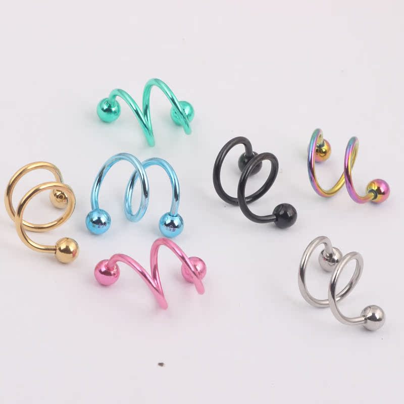 Double Ring Ear Clip Earrings for Cartilage Helix Tragus - 316L Surgical Steel Fashion Jewelry - Image 2