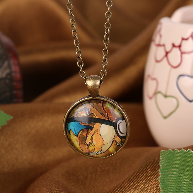 Pokemon Charizard Dragon Necklace Pendant Time Gem Colorful Chain Jewelry - Image 3