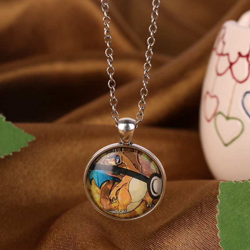 Pokemon Charizard Dragon Necklace Pendant Time Gem Colorful Chain Jewelry - Image 2
