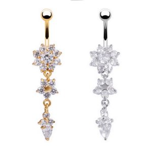 Fashion Belly Button Ring 316L Surgical Steel Navel Jewelry with Cubic Zirconia Gift