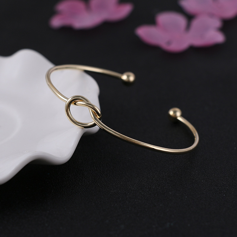 Korean Style Fashion Knot Bracelet Open Bangle Silver Alloy Personalized Jewelry Wholesale - Image 2