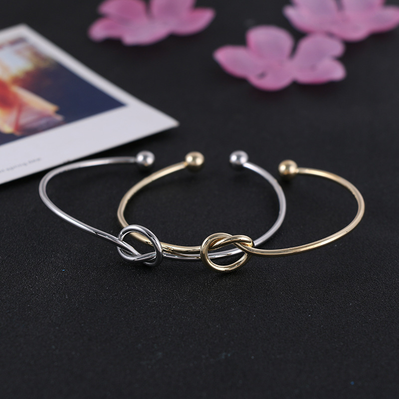 Korean Style Fashion Knot Bracelet Open Bangle Silver Alloy Personalized Jewelry Wholesale - Image 3