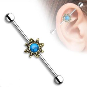 2016 New Turquoise Industrial Ear Studs Tongue Nail Piercing Ear Expansion Jewelry