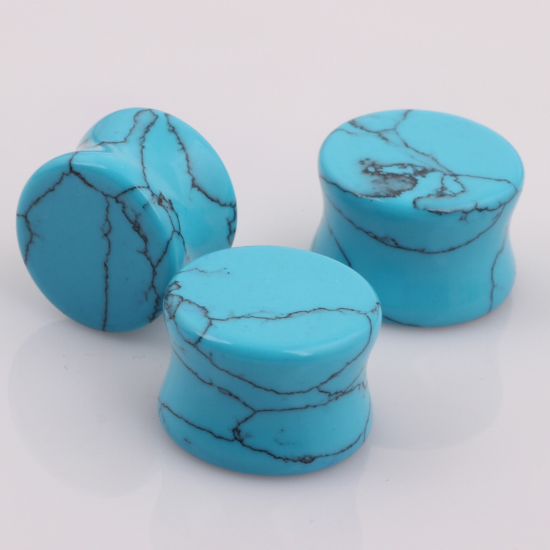 16mm Blue Turquoise Ear Expander Auricle Ear Tunnel Piercing Jewelry - Image 2