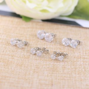 Crown Stud Earrings Korean Style Zircon Earrings for Women Wholesale Body Jewelry 8mm