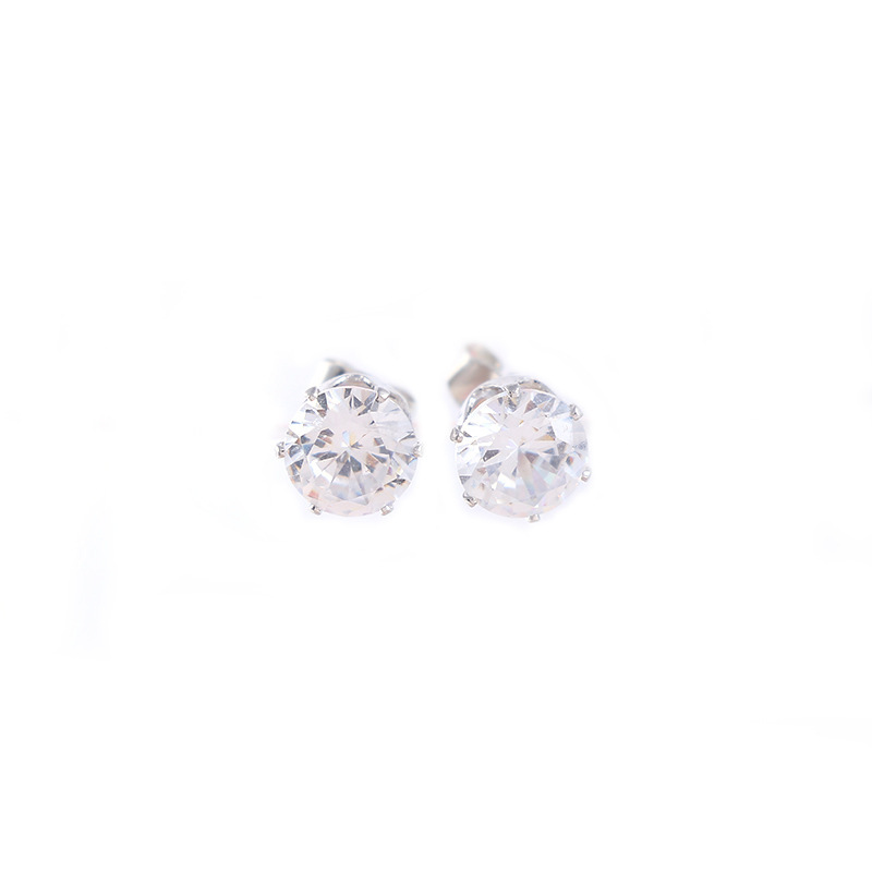 Crown Stud Earrings Korean Style Zircon Earrings for Women Wholesale Body Jewelry 8mm - Image 3