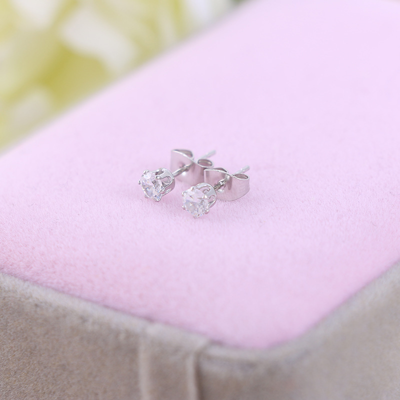 Crown Stud Earrings Korean Style Zircon Earrings for Women Wholesale Body Jewelry 8mm - Image 2