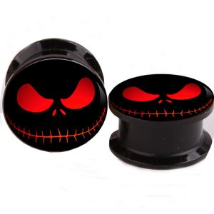 Red Ghost Eye Logo Oil Drop Acrylic Ear Expander - 16mm Ear Plug for Stretched Piercing Jewelry