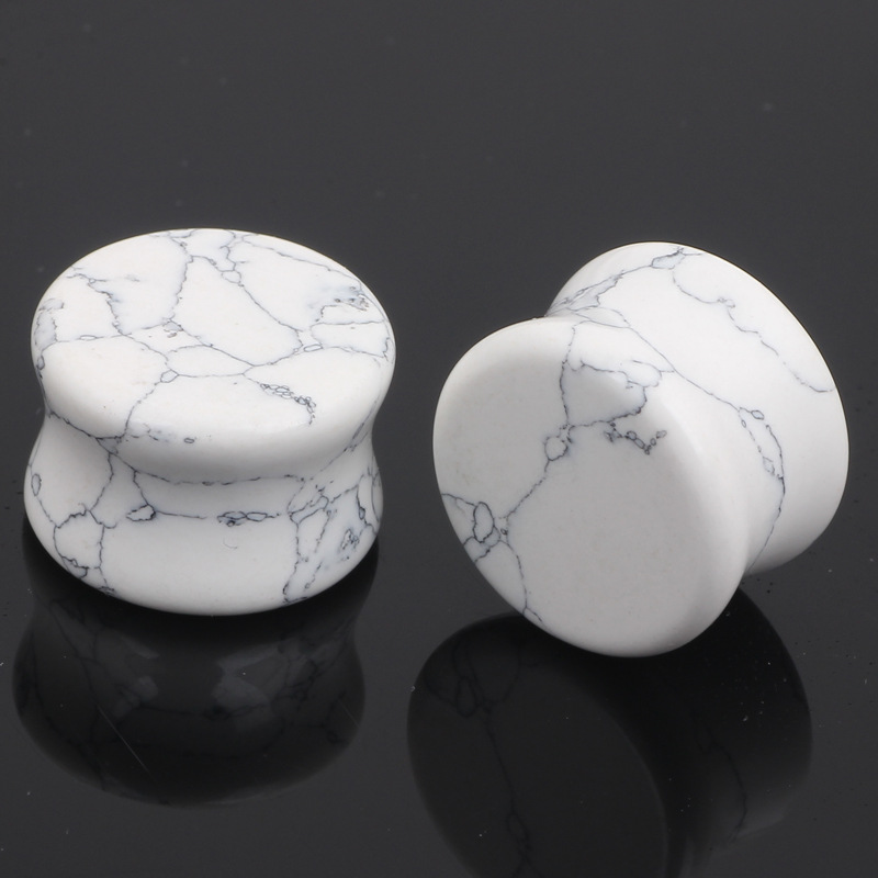 White Turquoise Ear Expander Ear Piercing Jewelry 16mm Stainless Steel - Image 2