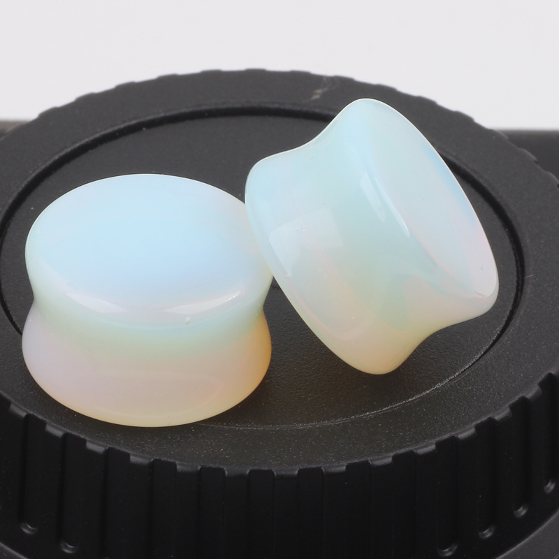 Geometric Glass Stone Ear Stretcher Gauges - 16mm Conjoined Ear Plugs for Stretched Ear Piercing - Image 4