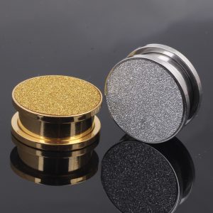 Gold Matte Geometric Stainless Steel Ear Gauges - 20mm Auricle Flesh Tunnel Plug Body Piercing Jewelry