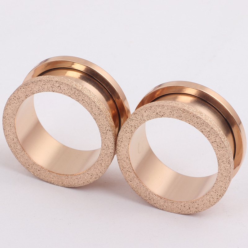 Ear Auricle Stainless Steel Matte Large Face Frosted Ear Expansion Body Piercing Jewelry Rose Gold 20mm - Image 3