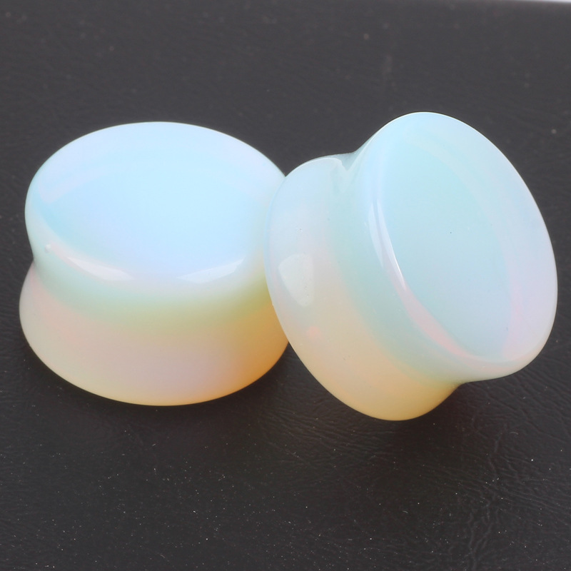 Geometric Glass Stone Ear Stretcher Gauges - 16mm Conjoined Ear Plugs for Stretched Ear Piercing - Image 2