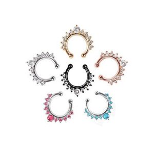 Hot Sale Golden Crystal Diamond Fake Nose Stud Six-Color Set Nose Ring Jewelry for Women