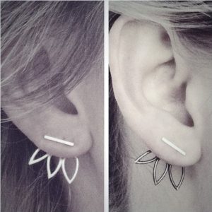 European American Fashion Hollow Lotus Stud Earrings for Women Creative Geometric Ear Jewelry