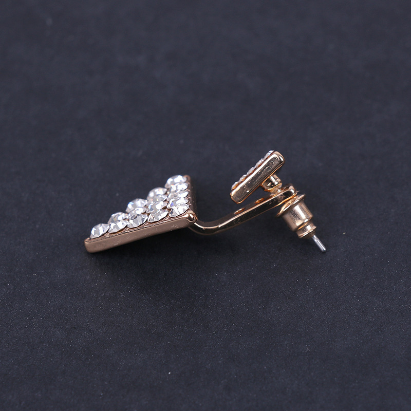 European American New Fashion Large Small Triangle Full Diamond Ear Pin Women Earrings Silver Jewelry - Image 3