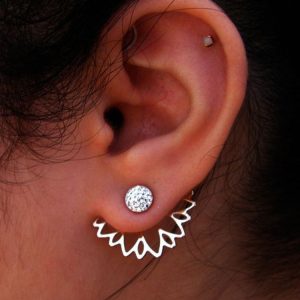 New Fashion Lotus Geometric Earrings Rose Gold with Pearl Cubic Zirconia Women's Ear Piercing Jewelry Wholesale