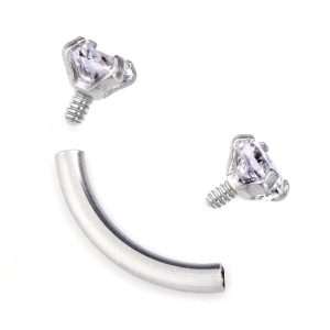 Gold Geometric Eyebrow Piercing Jewelry Round CZ Nose Nail Lip Piercing 316L Surgical Steel