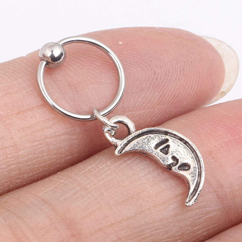 New Moon Small Ear Bone Stud Nose Ring Nose Nail Piercing Jewelry 316L Surgical Steel - Image 2
