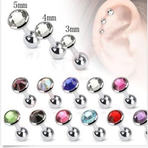 Flat Head Ear Bone Stud Earrings Lip Nail Eyebrow Nail Piercing Jewelry 5mm Red Stainless Steel