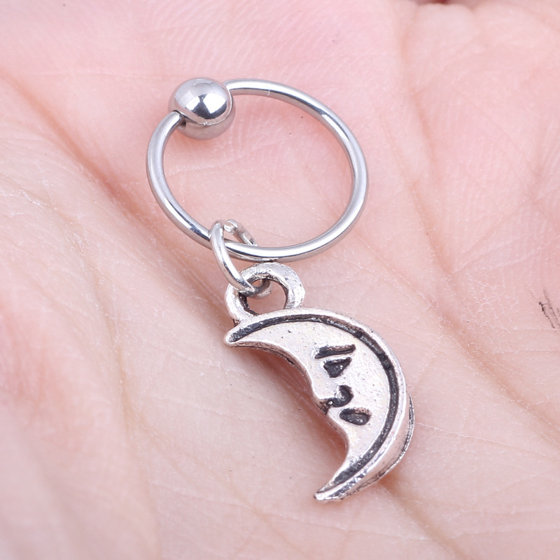 New Moon Small Ear Bone Stud Nose Ring Nose Nail Piercing Jewelry 316L Surgical Steel - Image 3