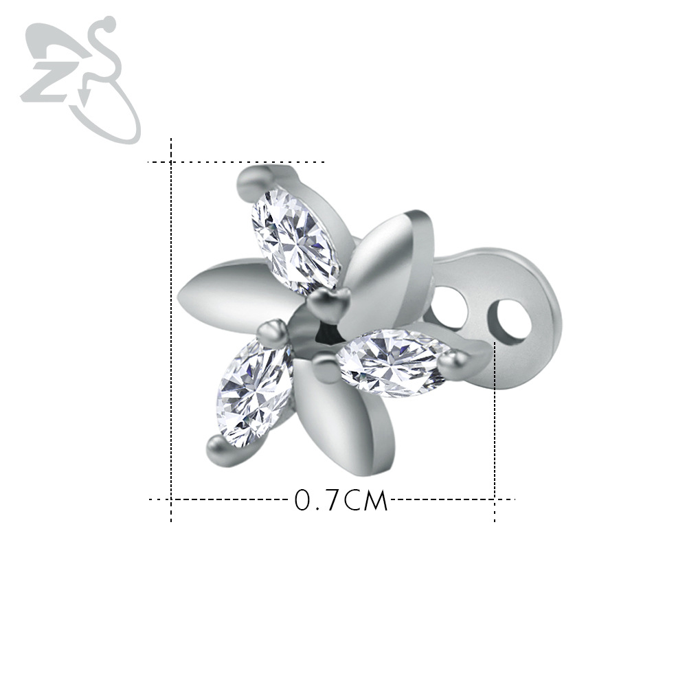 Star Shape Zircon Inlaid Implant Nail 316L Stainless Steel Body Piercing Jewelry - Image 4