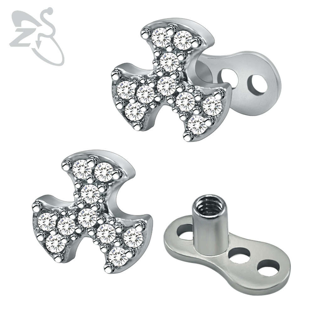 316L Stainless Steel Round Zircon European American Personality Body Piercing Nail Ear Stud Earring Jewelry Wholesale - Image 3
