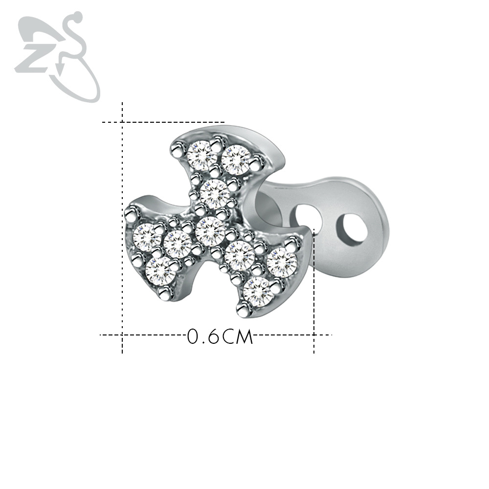 316L Stainless Steel Round Zircon European American Personality Body Piercing Nail Ear Stud Earring Jewelry Wholesale - Image 5