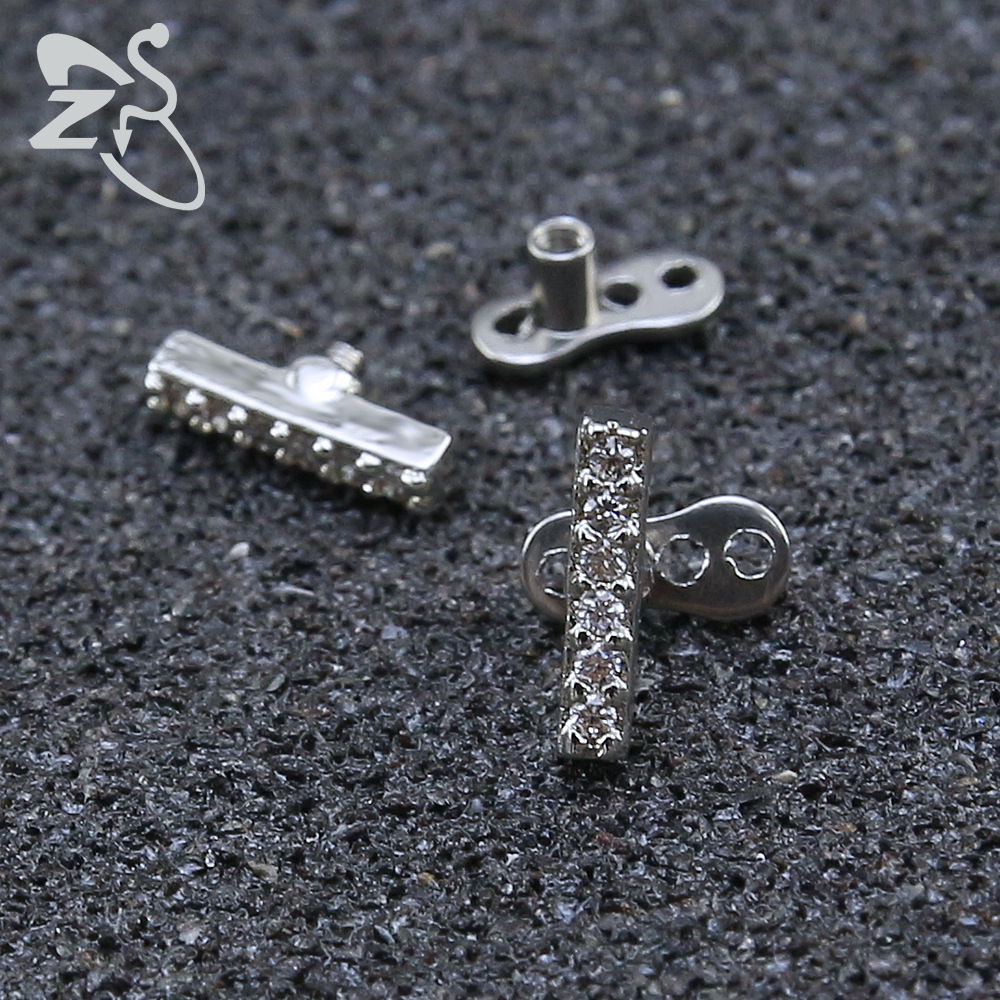 Cross Border 316L Surgical Steel Rhinestone Body Piercing Jewelry Dermal Anchor Nail - Image 4