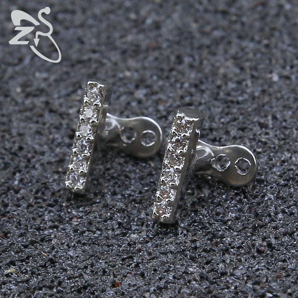 Cross Border 316L Surgical Steel Rhinestone Body Piercing Jewelry Dermal Anchor Nail - Image 2