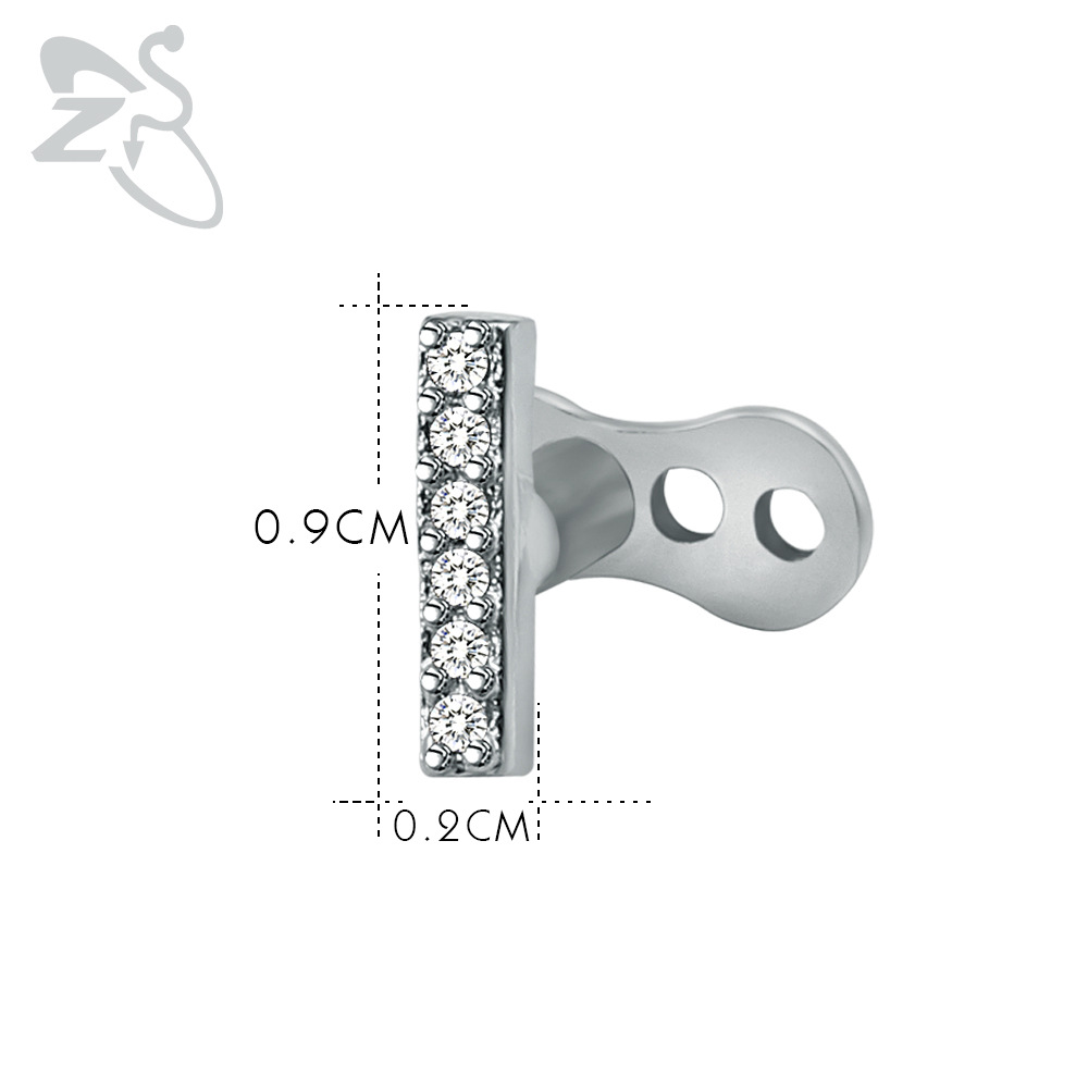 Cross Border 316L Surgical Steel Rhinestone Body Piercing Jewelry Dermal Anchor Nail - Image 5