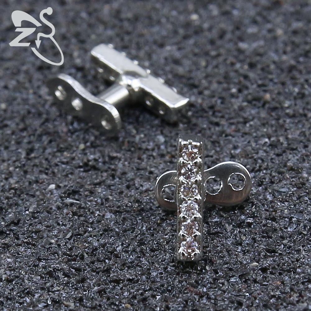 Cross Border 316L Surgical Steel Rhinestone Body Piercing Jewelry Dermal Anchor Nail - Image 3