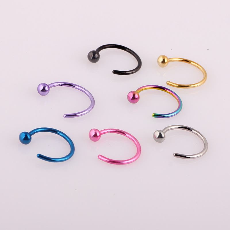 European American Style Gold C-Shaped Nose Stud Stainless Steel Nose Piercing Jewelry Diamond Shape - Image 3