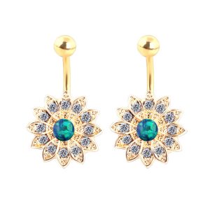 European American Hot New Boutique Golden Navel Binding Petals Opal Stone Belly Ring