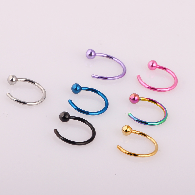 European American Style Gold C-Shaped Nose Stud Stainless Steel Nose Piercing Jewelry Diamond Shape - Image 4