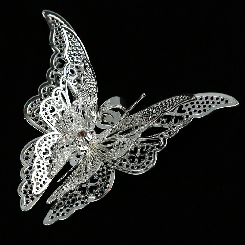 Hot Sale Butterfly Earrings CZ Zircon Flower Hollow Pointed Tail Alloy Ear Jewelry Wholesale - Image 4