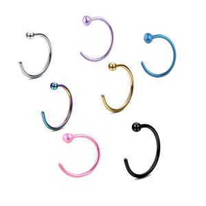 European American Style Gold C-Shaped Nose Stud Stainless Steel Nose Piercing Jewelry Diamond Shape