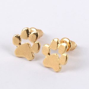 Boutique Rose Gold Animal Paw Print Stud Earrings Women Jewelry Wholesale