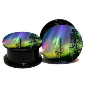Acrylic Rainbow Ear Expander 16mm Stainless Steel Geometric Tulip Ear Plug