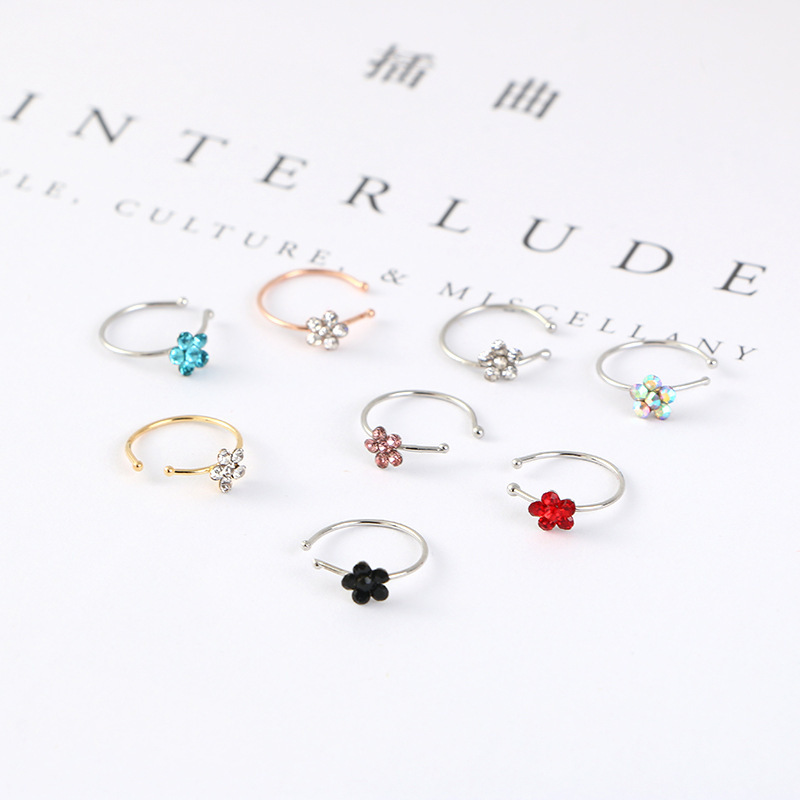 Silver Plated Plum Blossom False Nose Ring Nose Nail Jewelry Copper Alloy Body Piercing - Image 2