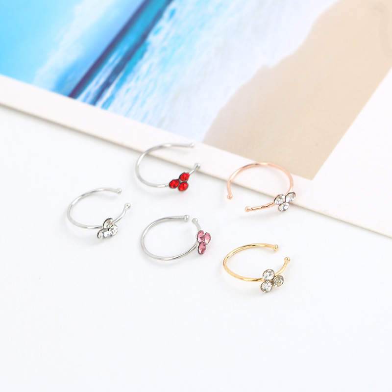 WISH 3 Diamond Copper Nose Ring Nose Stud Silver Multi-Color Body Piercing Jewelry Wholesale - Image 3