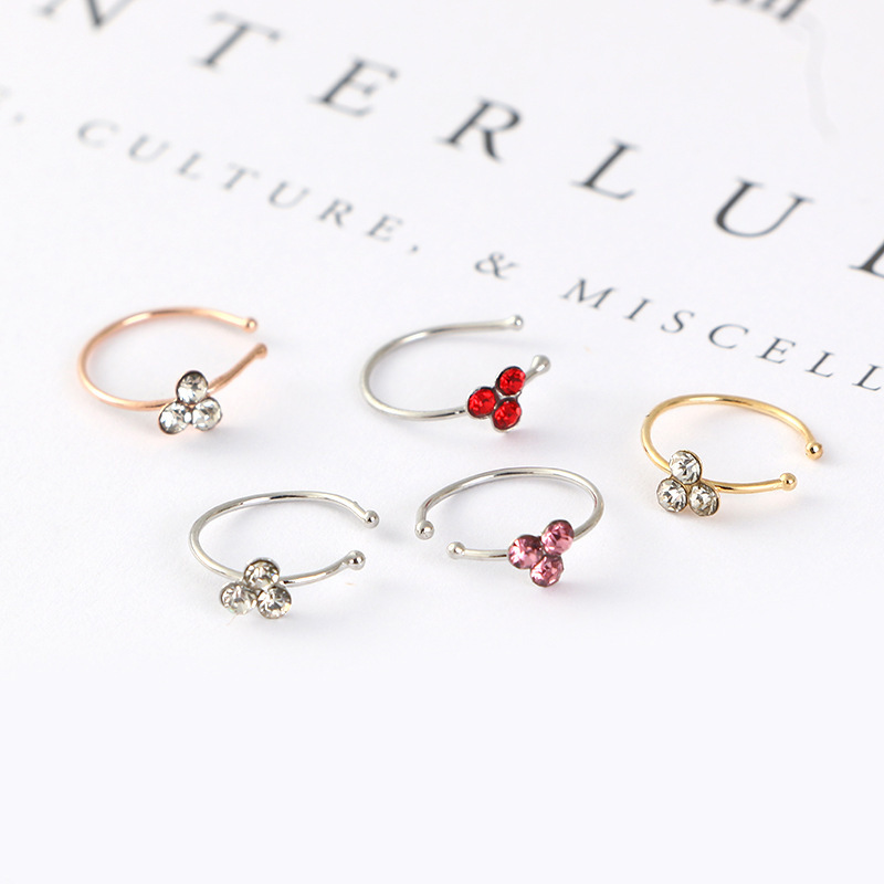 WISH 3 Diamond Copper Nose Ring Nose Stud Silver Multi-Color Body Piercing Jewelry Wholesale - Image 2