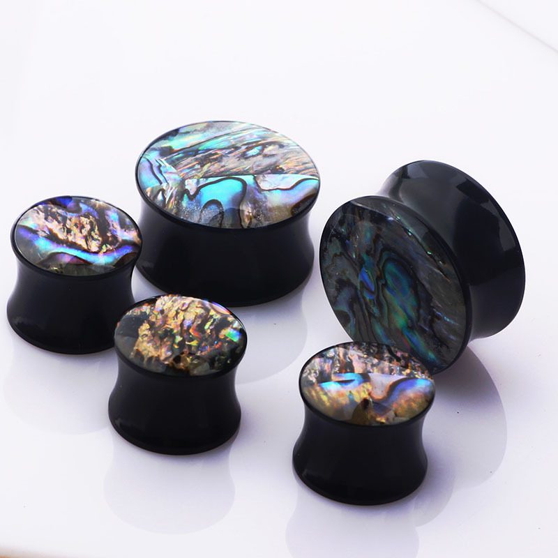 European American Acrylic Abalone Shell Ear Expander Stretcher 18mm Stainless Steel Ear Tunnels Body Piercing Jewelry - Image 2