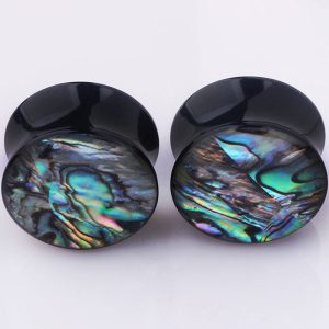 European American Acrylic Abalone Shell Ear Expander Stretcher 18mm Stainless Steel Ear Tunnels Body Piercing Jewelry