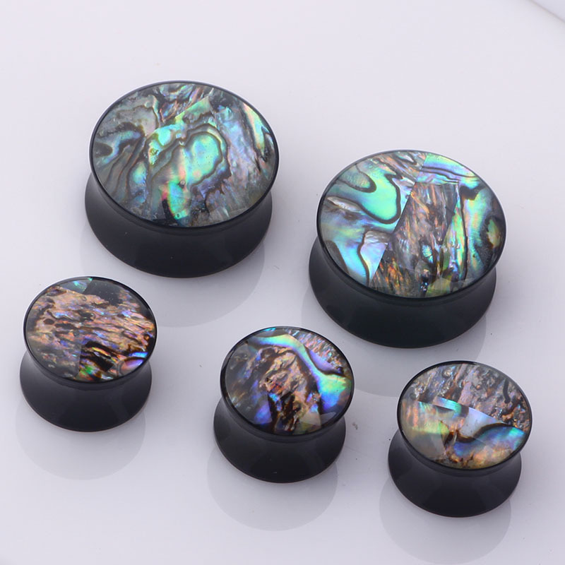 European American Acrylic Abalone Shell Ear Expander Stretcher 18mm Stainless Steel Ear Tunnels Body Piercing Jewelry - Image 4